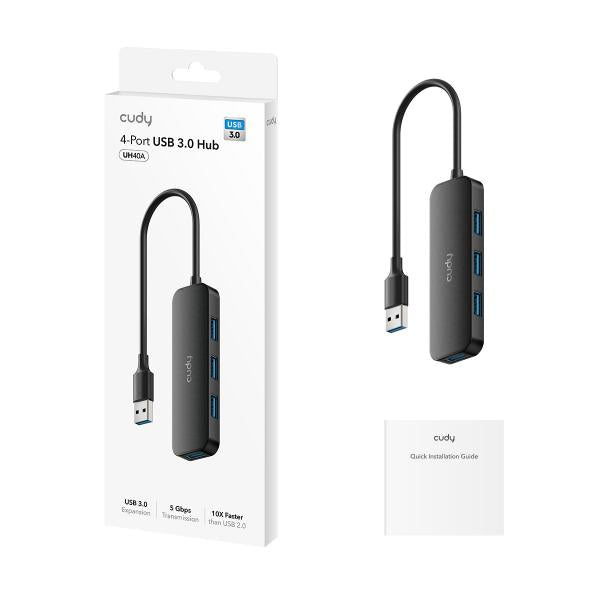 CUDY UH40A - HUB 4 PT USB-A 3.0