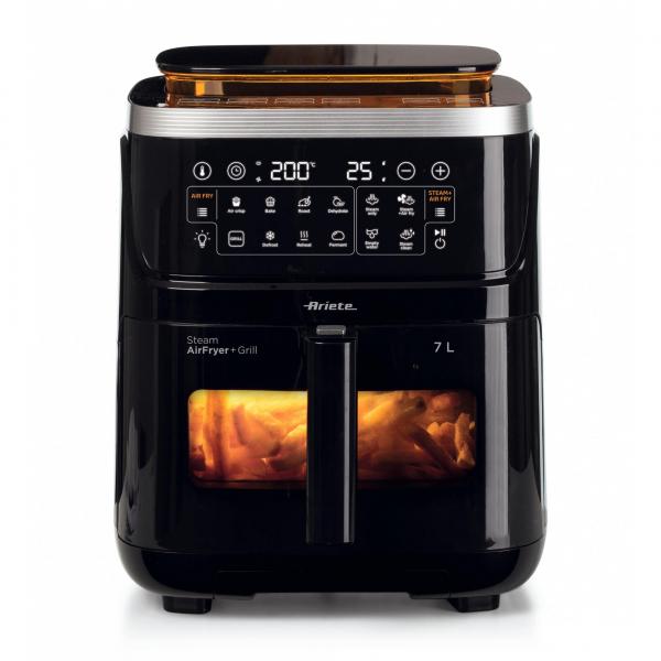 ARIETE STEAM AIR FRYER + GRILL (4636) - FRIGGITRICE AD ARIA + FUNZIONE VAPORE 100 GRADI - 7L - TOUCH CONTROL - 1700W