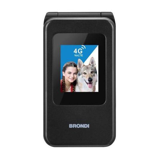 BRONDI AMICO SPECIALE 4G (NERO) - TELEFONO CELLULARE PER ANZIANI - TASTO SOS - TORCIA - CONTROLLO REMOTO - FOTOCAMERA - CONNETTIVITA 4G - DOPPIO DISPLAY