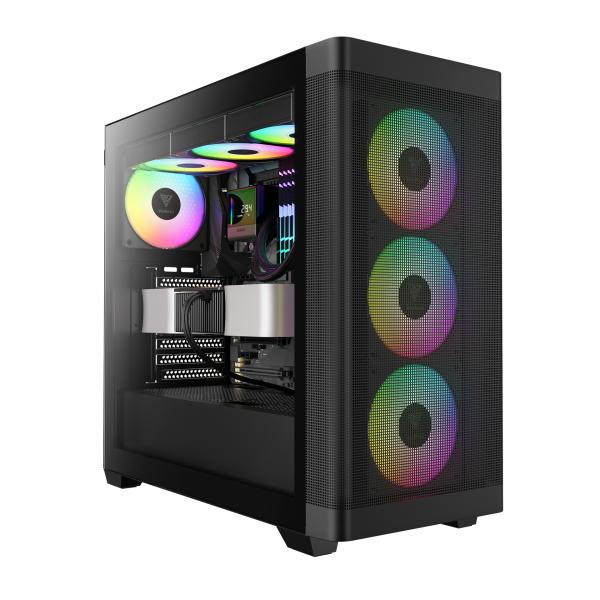 GAMDIAS CASE MID TOWER ATHENA M3 4x120mm PWN FAN ARGB CON 8 PORT HUB