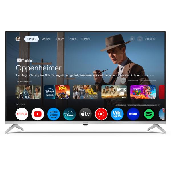 SHARP 43GP6265E - 43"" GOOGLE TV QLED 4K - FRAMELESS - TV SAT CERTIFICATO - HDR - AUDIO HARMAN KARDON - ARGENTO - IT