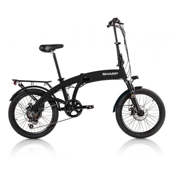 SHARP BRNO (BK-BM04E-B) FOLDABLE E-BIKE (NERA) - BICICLETTA ELETTRICA - RUOTE 20""X2.25"" - MOTORE 250W 36V - BATTERIA 36V 10AH CERTIFICATA - TELAIO IN ALLUMINIO - AUTONOMIA FINO AD 45KM