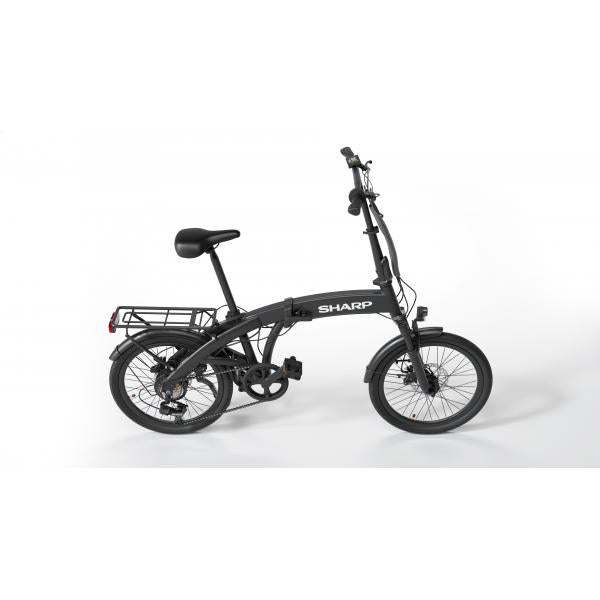 SHARP BRNO (BK-BM04E-B) FOLDABLE E-BIKE (NERA) - BICICLETTA ELETTRICA - RUOTE 20""X2.25"" - MOTORE 250W 36V - BATTERIA 36V 10AH CERTIFICATA - TELAIO IN ALLUMINIO - AUTONOMIA FINO AD 45KM