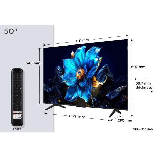 TCL P79K 50P79K TV 127 cm (50") 4K Ultra HD Smart TV Wi-Fi Metallico 430 cd/m