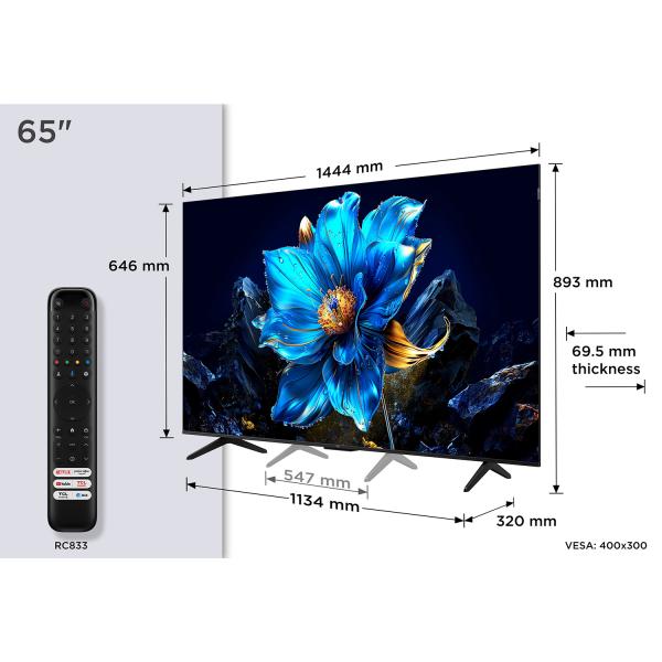TCL P79K 65P79K TV 165,1 cm (65") 4K Ultra HD Smart TV Wi-Fi Metallico 430 cd/m