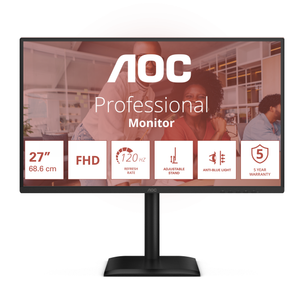 AOC 27E4U - MONITOR 27"" IPS FHD 120HZ - VGA - HDMI - DP - USB - W3Y