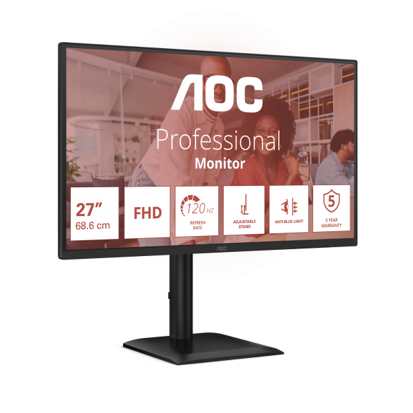 AOC 27E4U - MONITOR 27"" IPS FHD 120HZ - VGA - HDMI - DP - USB - W3Y