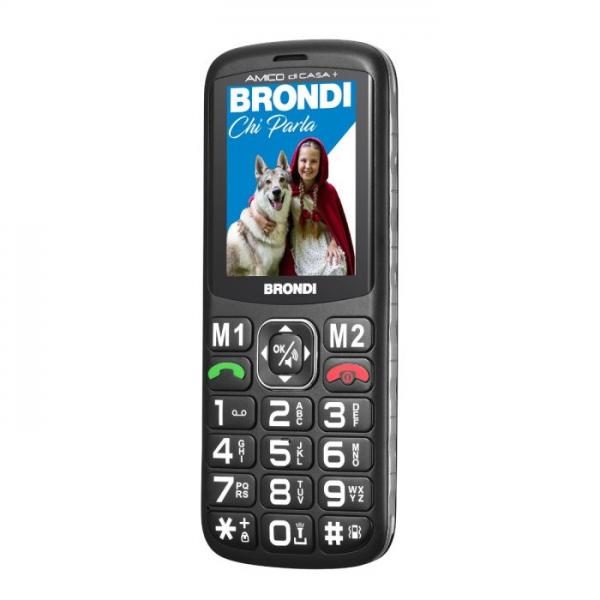 BRONDI AMICO DI CASA+ (NERO) - TELEFONO CELLULARE PER ANZIANI CON BASE