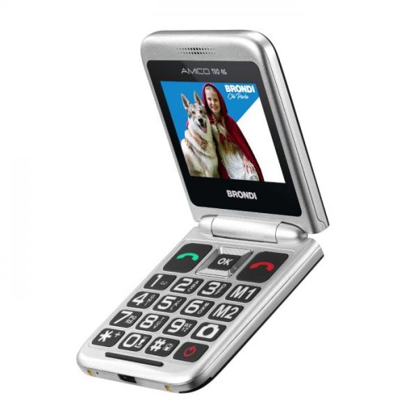 BRONDI AMICO TUO 4G (NERO) - TELEFONO CELLULARE PER ANZIANI - TASTO SOS - CONTROLLO REMOTO - DOPPIO DISPLAY