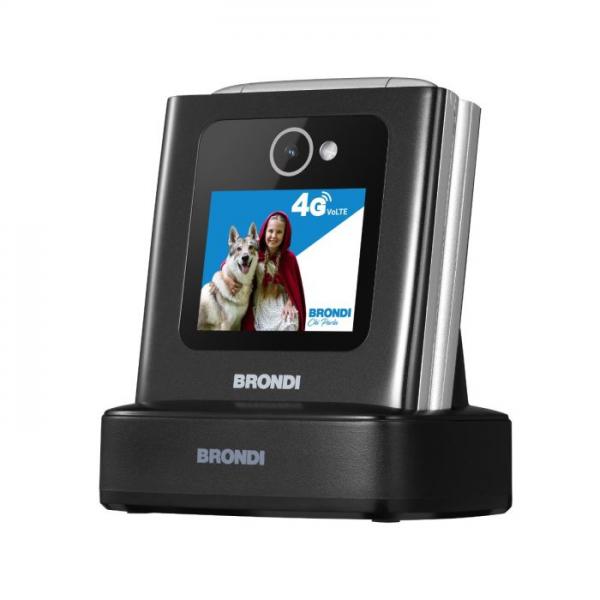 BRONDI AMICO TUO 4G (NERO) - TELEFONO CELLULARE PER ANZIANI - TASTO SOS - CONTROLLO REMOTO - DOPPIO DISPLAY