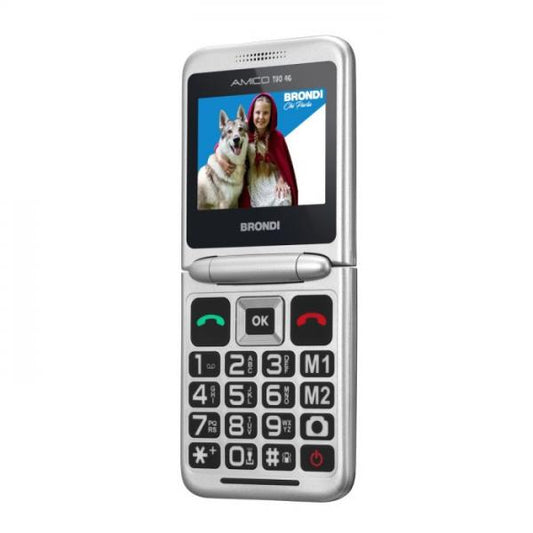 BRONDI AMICO TUO 4G (NERO) - TELEFONO CELLULARE PER ANZIANI - TASTO SOS - CONTROLLO REMOTO - DOPPIO DISPLAY