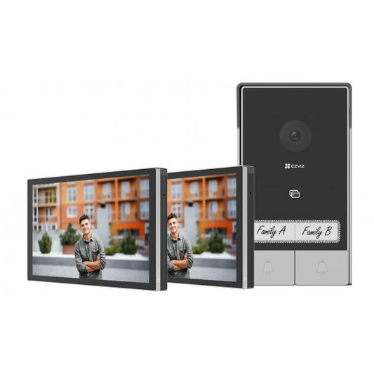 EZVIZ HP7 2-FAMILY KIT - VIDEOCITOFONO BIFAMILIARE - 2 SCHERMI TOUCH 7"" 2K - CONTROLLO REMOTO - RILEVAMENTO MOVIMENTO - AUDIO BIDIREZIONALE - SBLOCCO RFID
