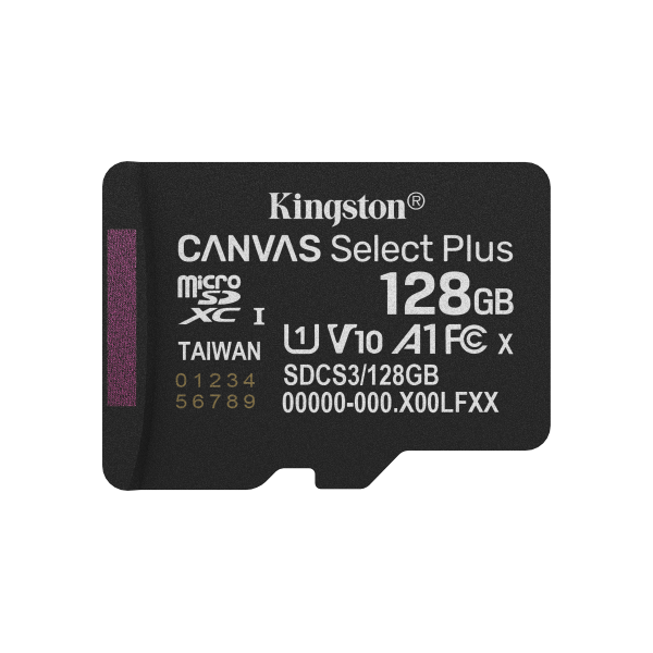 KINGSTON CANVAS SELECT PLUS 128GB (SDCS3/128GB) - MICRO SD 128GB + ADATTATORE SD