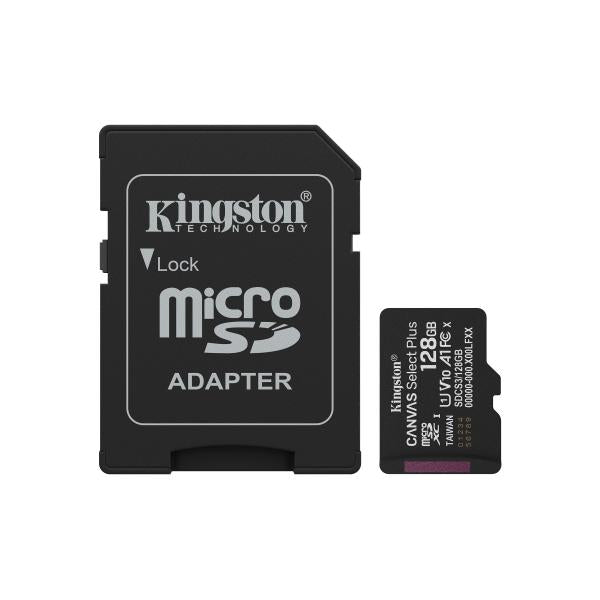KINGSTON CANVAS SELECT PLUS 128GB (SDCS3/128GB) - MICRO SD 128GB + ADATTATORE SD