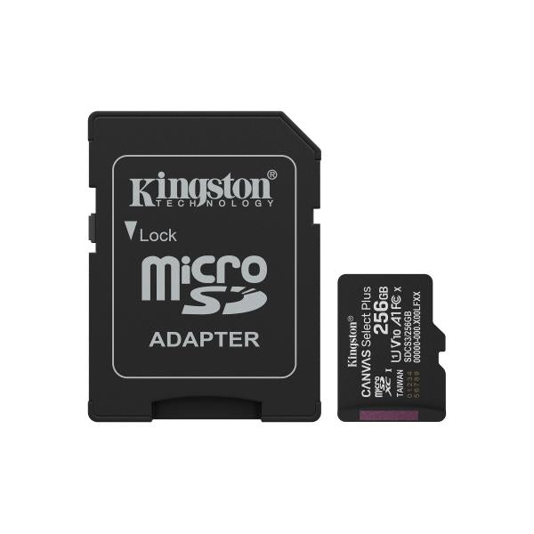 KINGSTON CANVAS SELECT PLUS 256GB (SDCS3/256GB) - MICRO SD 128GB + ADATTATORE SD