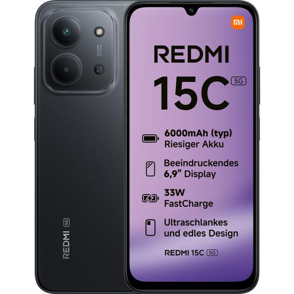 XIAOMI REDMI 15C 5G (MIDNIGHT BLACK) - SMARTPHONE 6.9"" - RAM 4GB - STORAGE 128GB - EU