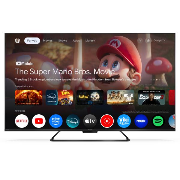 SHARP 55HR7265E - 55"" GOOGLE TV QLED 144Hz 4K AI - FRAMELESS - STAND CENTRALE - HARMAN / KARDON - DOLBY VISION DIGITAL+ / DTS HD - CHROMECAST - BLACK - IT