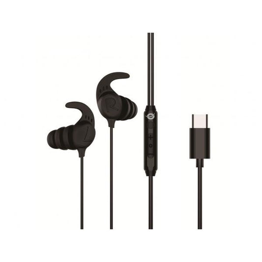 CONCEPTRONIC BRENDAN05B - AURICOLARI IN-EAR EAR-HOOKS - BLACK - USB-C