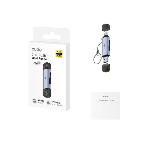 CUDY UH200 - CARD READER USB-A / USB-C 2 IN 1