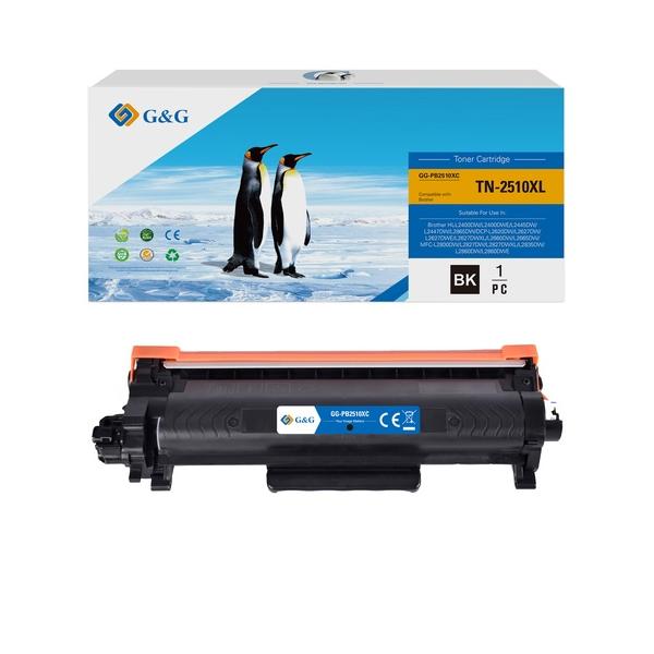 BROTHER TN-2510XL BLACK - TONER COMPATIBILE G&G CON CHIP - 3000 PAG.