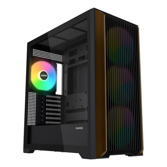 SAMA MID TOWER Z60 BLACK LISTELLO IN NOCE TG 4*FAN 140mm ARGB PWM