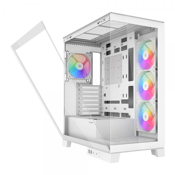 SAMA MID TOWER V50 WHITE 2*TG 4*FAN WHITE120mm ARGB PWM