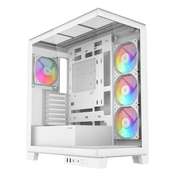 SAMA MID TOWER V50 WHITE 2*TG 4*FAN WHITE120mm ARGB PWM
