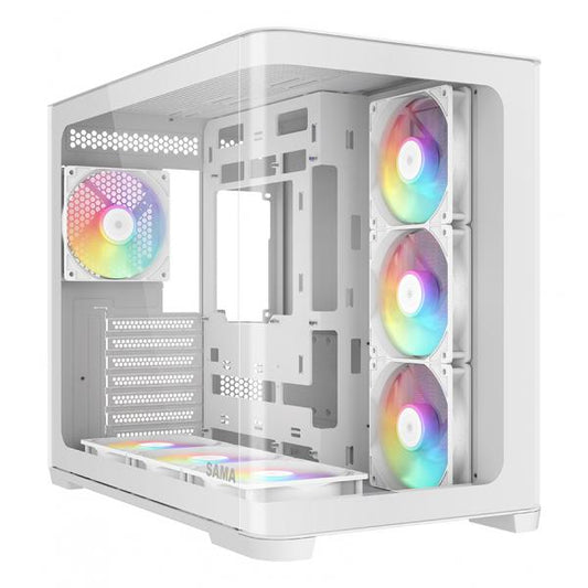 SAMA MID TOWER V60 WHITE DOPPIA CAMERA 2*TG 7*FAN WHITE120mm ARGB PWM