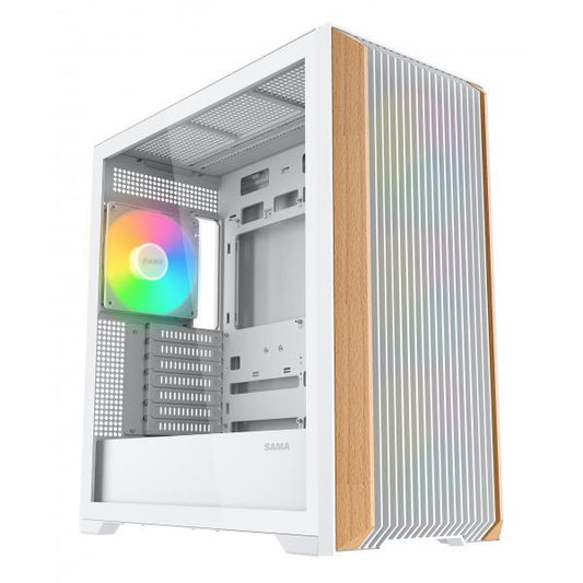 SAMA MID TOWER Z60 WHITE LISTELLO IN NOCE TG 4*FAN WHITE 140mm ARGB PWM