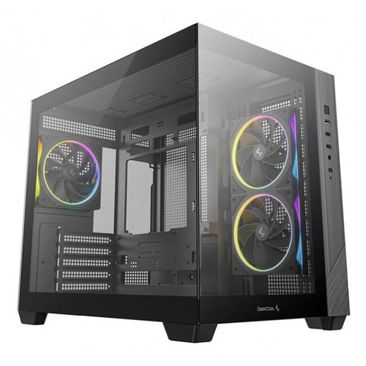 DEEPCOOL CASE MICRO ATX CG330 3F BLK 2xTG 3xARGB FAN (sup 360)