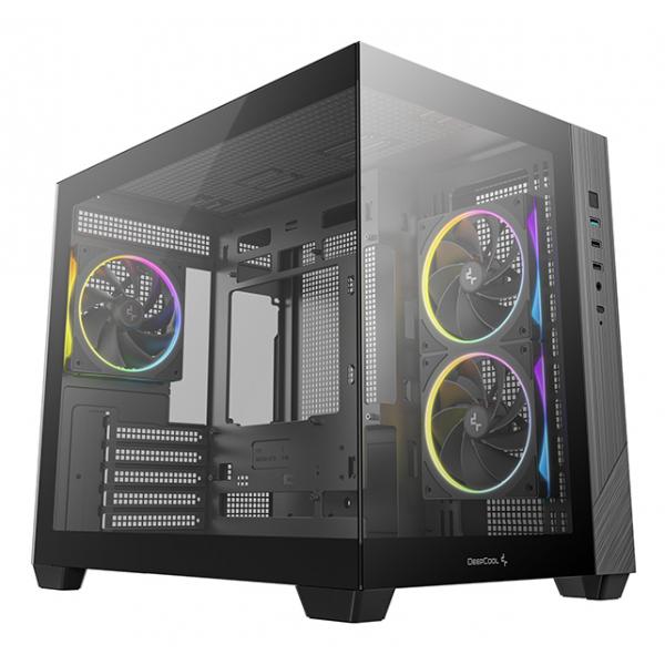 DEEPCOOL CASE MICRO ATX CG330 3F BLK 2xTG 3xARGB FAN (sup 360)