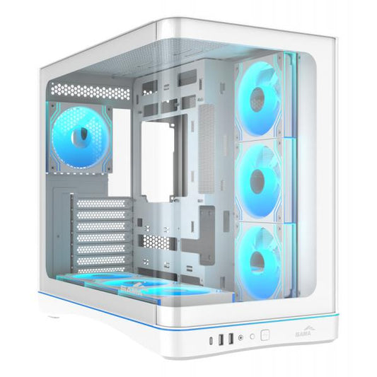 SAMA MID TOWER V62 WHITE TG CURVE LED STRIP 7* 120 ARGB PWM FAN