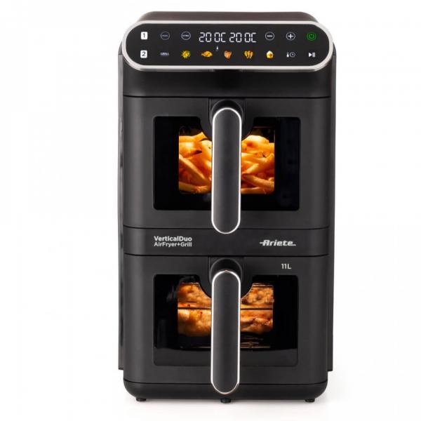 ARIETE VERTICAL DUO (4640) FRIGGITRICE AD ARIA + GRILL 11 LT - NERA