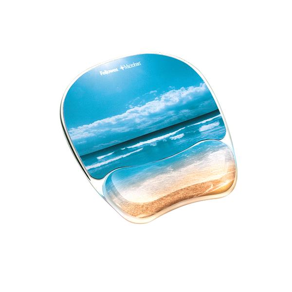 FELLOWES MOUSEPAD CON POGGIAPOLSI GEL TRASPARENTE SPIAGGIA