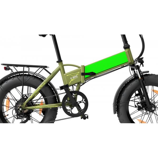 SHARP BILBAO (BK-FS08E-GY) FOLDABLE FAT E-BIKE (YELLOW/GREEN) - BICICLETTA ELETTRICA - RUOTE 20""X4"" - MOTORE 250W 36V - BATTERIA 36V 10AH CERTIFICATA - TELAIO IN ALLUMINIO - AUTONOMIA FINO AD 80KM - FORCELLA AMMORTIZZATA