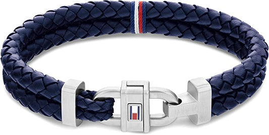 Tommy Hilfiger Jewelry Braccialetto da Uomo In Pelle Blu