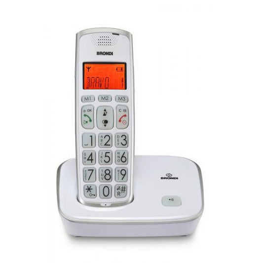 BRONDI BRAVO GOLD 2 (BIANCO) - TELEFONO CORDLESS SINGOLO - TASTI GRANDI - AUDIO AMPLIFICATO - VIVAVOCE