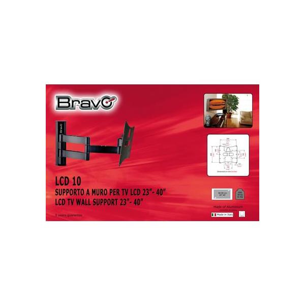 BRAVO LCD 10 - STAFFA A MURO A 3 SNODI PER TV 23""/40"" - MAX 20 KG - VESA 100/200