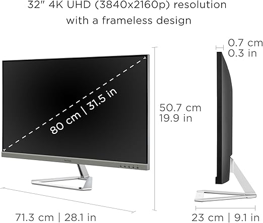 Viewsonic VX Series VX3276-4K-MHD monitor piatto per PC 81,3 cm (32") 3840 x 2160 Pixel 4K Ultra HD LED Argento [Classe di efficienza energetica F]