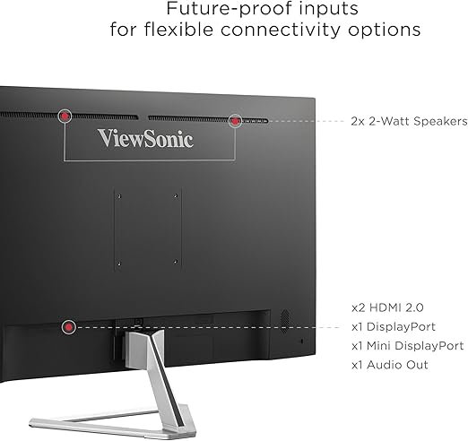 Viewsonic VX Series VX3276-4K-MHD monitor piatto per PC 81,3 cm (32") 3840 x 2160 Pixel 4K Ultra HD LED Argento [Classe di efficienza energetica F]
