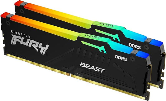 Kingston FURY Beast Nero RGB 32GB (2x16GB) 6000MT/s DDR5 CL36 DIMM Memoria Gaming per Computer Fissi Kit da 2 AMD EXPO/ Intel XMP - KF560C36BBE2AK2-32