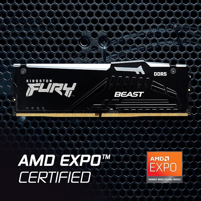Kingston FURY Beast Nero RGB 32GB (2x16GB) 6000MT/s DDR5 CL36 DIMM Memoria Gaming per Computer Fissi Kit da 2 AMD EXPO/ Intel XMP - KF560C36BBE2AK2-32
