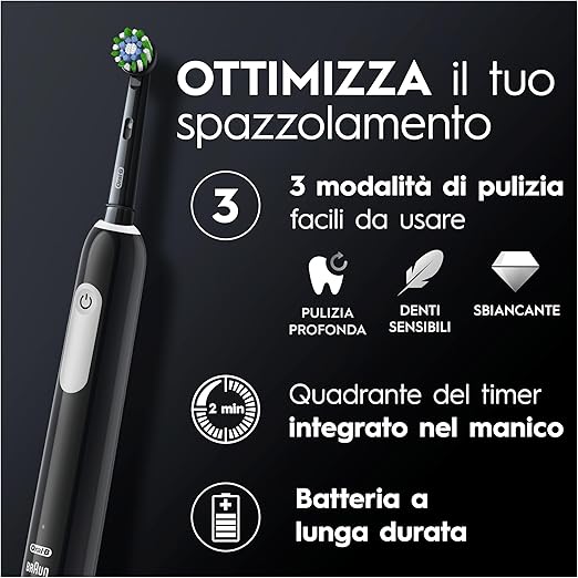Oral-B Spazzolino Elettrico Ricaricabile Pro Series 1 Nero con 1 Testina di Ricambio + 1 Custodia da Viaggio. 1 Spazzolino