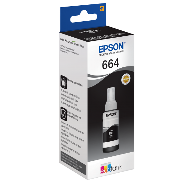 EPSON 664 BLACK (C13T664140) - CARTUCCIA ORIGINALE PER ECOTANK