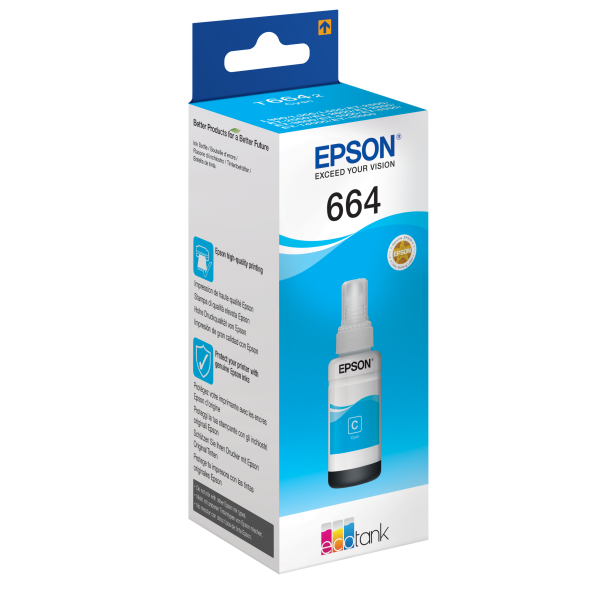 EPSON 664 CIANO (C13T664240) - CARTUCCIA ORIGINALE PER ECOTANK