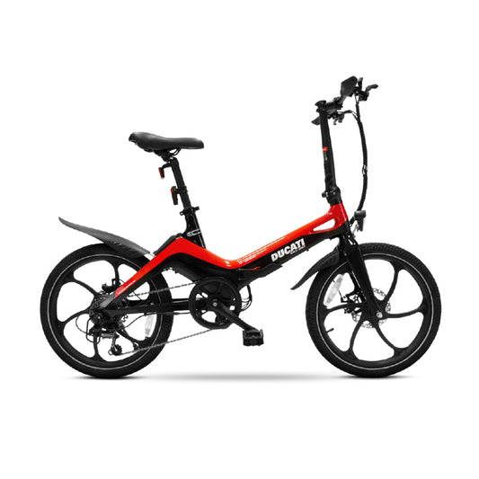 DUCATI MG20 (DU-BI-210003) FOLDING CITY E-BIKE (NERO/ROSSO) - BICICLETTA ELETTRICA - RUOTE 20""X2.125"" - MOTORE 250W 36V- BATTERIA SAMSUNG 36V 10.5AH - DISPLAY LCD - TELAIO IN LEGA DI MAGNESIO- SUPERLEGGERA - AUTONOMIA FINO AD 70KM