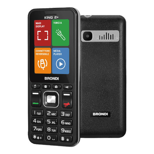 BRONDI KING 2+ (NERO) - TELEFONO CELLULARE - TORCIA - IMPUGNATURA ANTISCIVOLO
