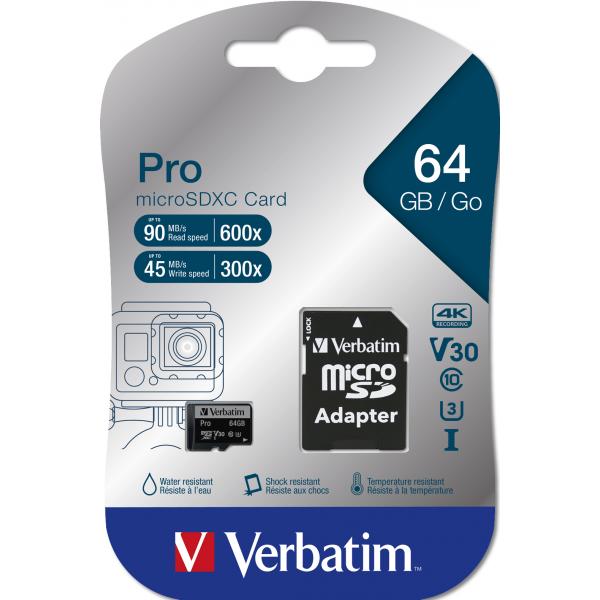 VERBATIM 47042 - MICRO SD 64 GB CLASSE 10 U3