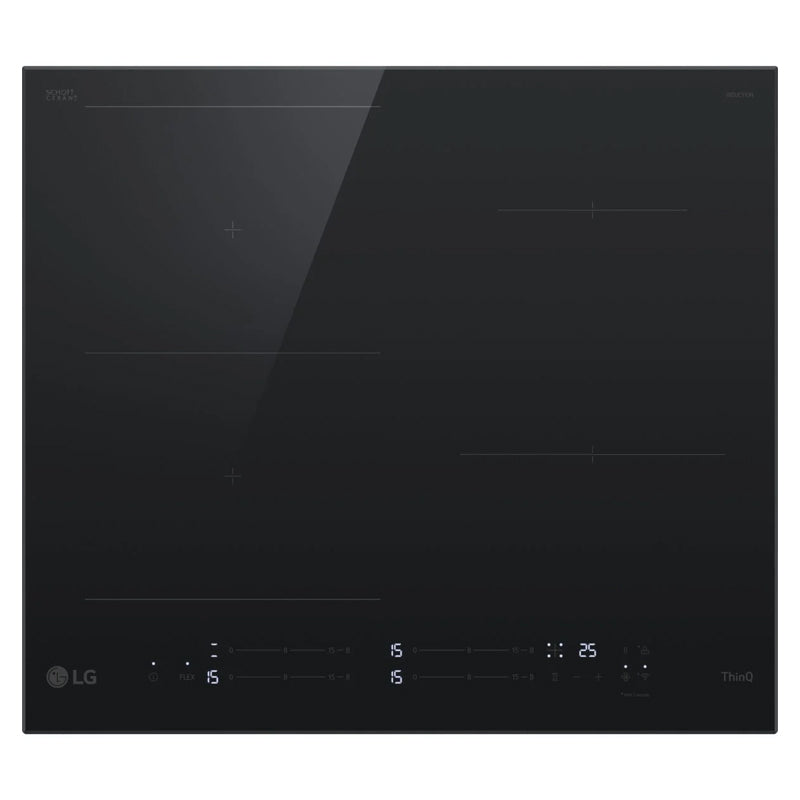 LG CI7Z2437BA - PIANO A INDUZIONE 60CM DA INCASSO - VETRO CERAMICO NERO - 4 ZONE COTTURA CON 2 FLEXIBLE - 15 LIVELLI POTENZA (Compatibile con incavi 56x48cm)