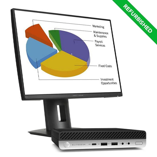 RINOVO RNBUNDLE38 - HP 600 / 800 G5 ULTRA MINI PC - CPU INTEL i5 9 GEN - RAM 16GB - SSD 480GB - WIN 11 PRO + MONITOR HP 24"" (Z24N) Grade A - Garanzia 1 anno